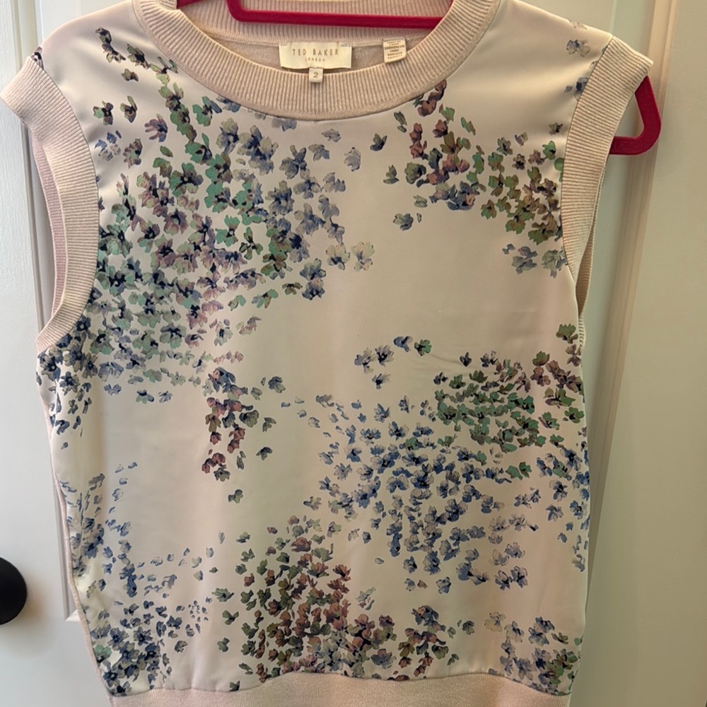 Ted Baker Cream Silk Sleeveless Boxy Blouse